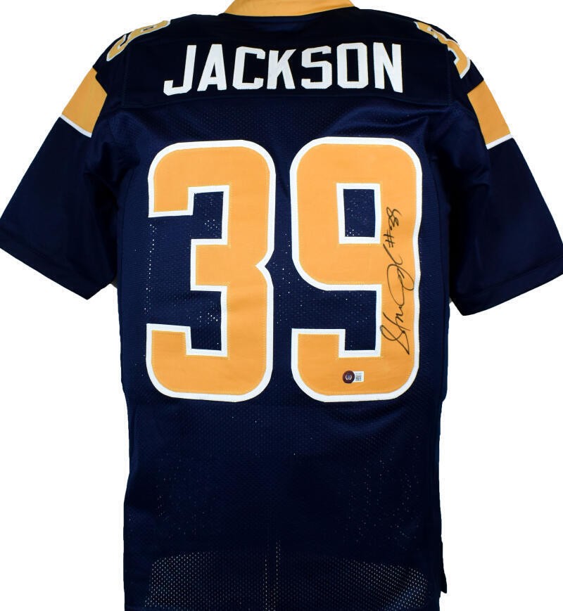 Steven Jackson Autographed Blue Custom Jersey - Beckett Witnessed
