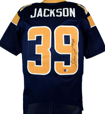 Steven Jackson Autographed Blue Custom Jersey - Beckett Witnessed