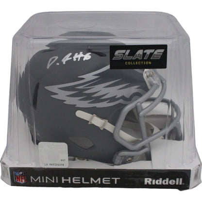 Devonta Smith Signed Philadelphia Eagles Slate Mini Helmet