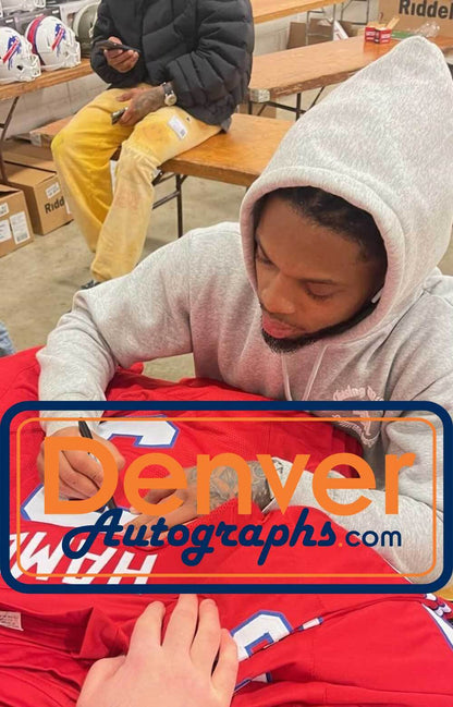 Damar Hamlin Autographed Buffalo Bills Style Red Custom Jersey (BAS)