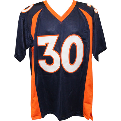 Terrell Davis Signed Blue Pro Style Jersey with "HOF" Inscription