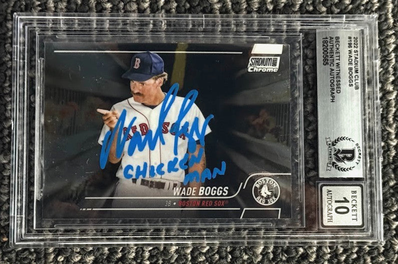 Wade Boggs Autographed 2022 Topps Stadium Club Chrome Card "Chicken Man" BGS 10
