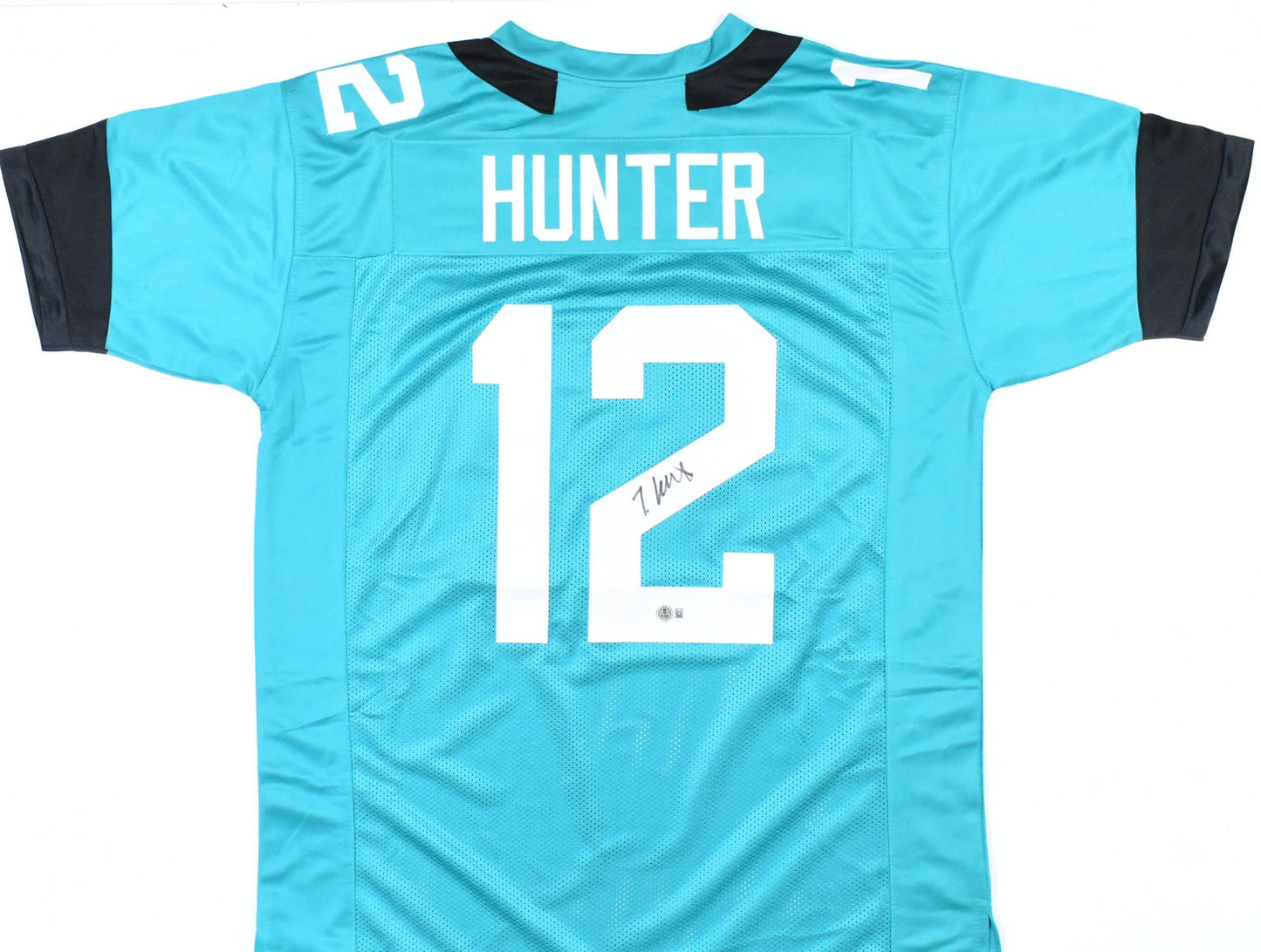Travis Hunter Autographed Jacksonville Jaguars Teal Custom Jersey