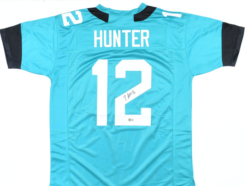 Travis Hunter Autographed Jacksonville Jaguars Teal Custom Jersey
