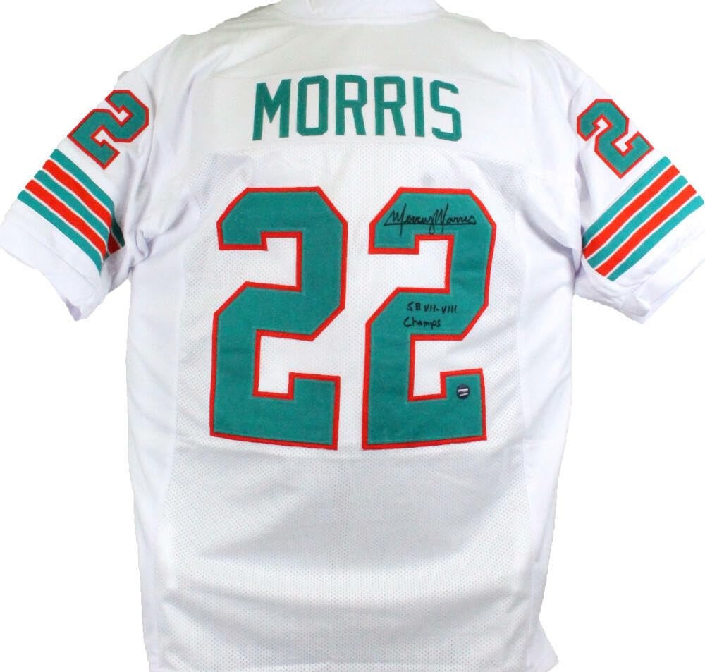 Mercury Morris Signed White Custom Jersey - SB Champs Inscription
