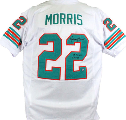 Mercury Morris Signed White Custom Jersey - SB Champs Inscription