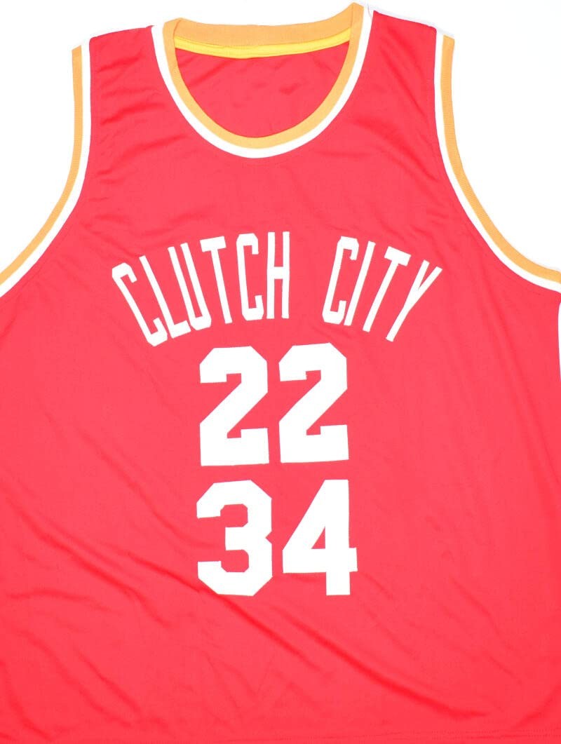 Hakeem Olajuwon & Clyde Drexler Autographed Houston Red Custom Jersey