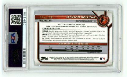 Jackson Holliday Autographed 2022 Bowman Chrome 1st Aqua Lava Refractor /199