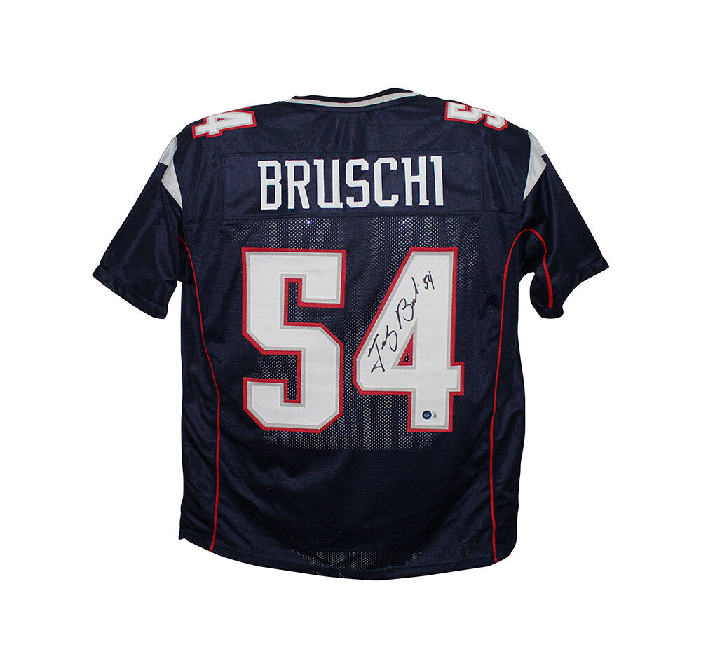 Tedy Bruschi Autographed New England Patriots Style Custom Football Jersey