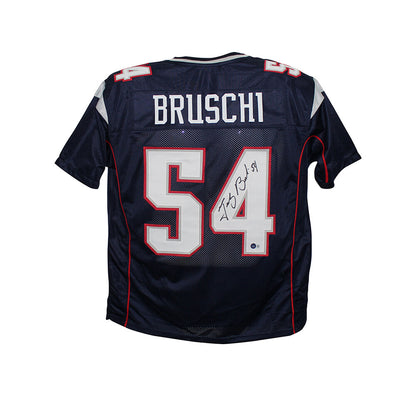Tedy Bruschi Autographed New England Patriots Style Custom Football Jersey