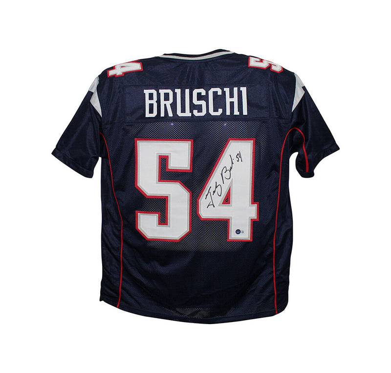 Tedy Bruschi Autographed New England Patriots Style Custom Football Jersey