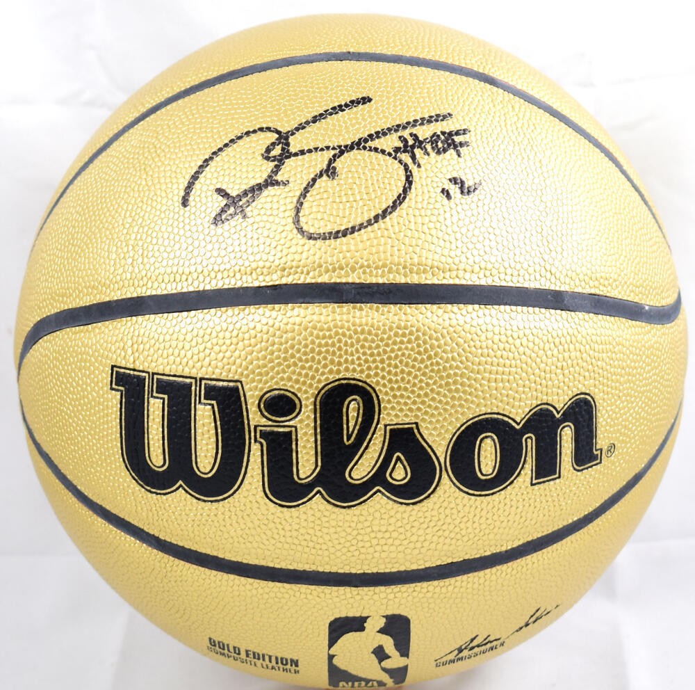 Ralph Sampson Signed Gold Wilson NBA Basketball with HOF Inscription