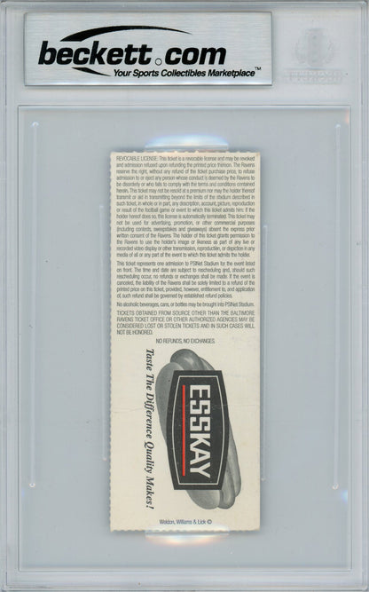 Ray Lewis Autographed 10/7/2001 vs. Titans Ticket Beckett Slabbed