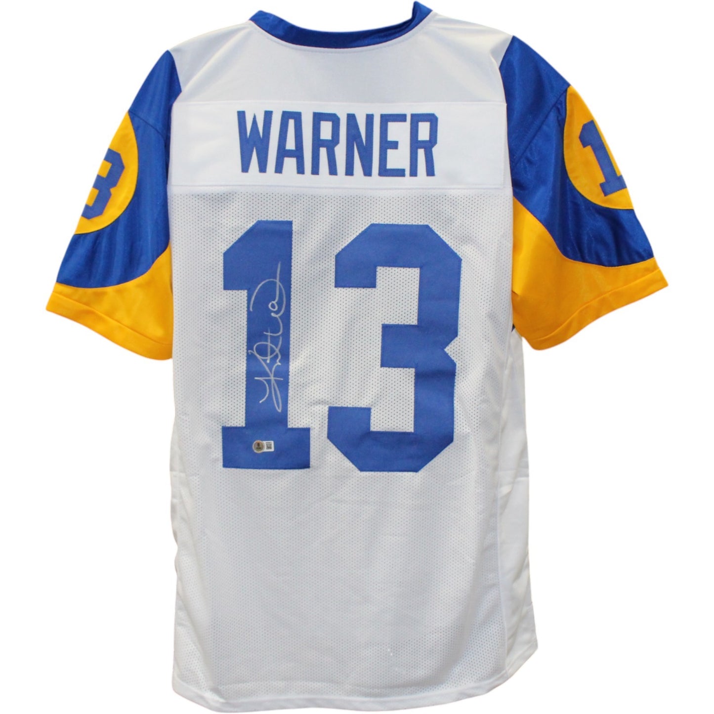 Kurt Warner Signed Pro Style White Football Jersey (BAS COA)