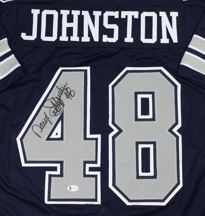 Daryl Johnston Autographed Blue and Grey Custom Jersey