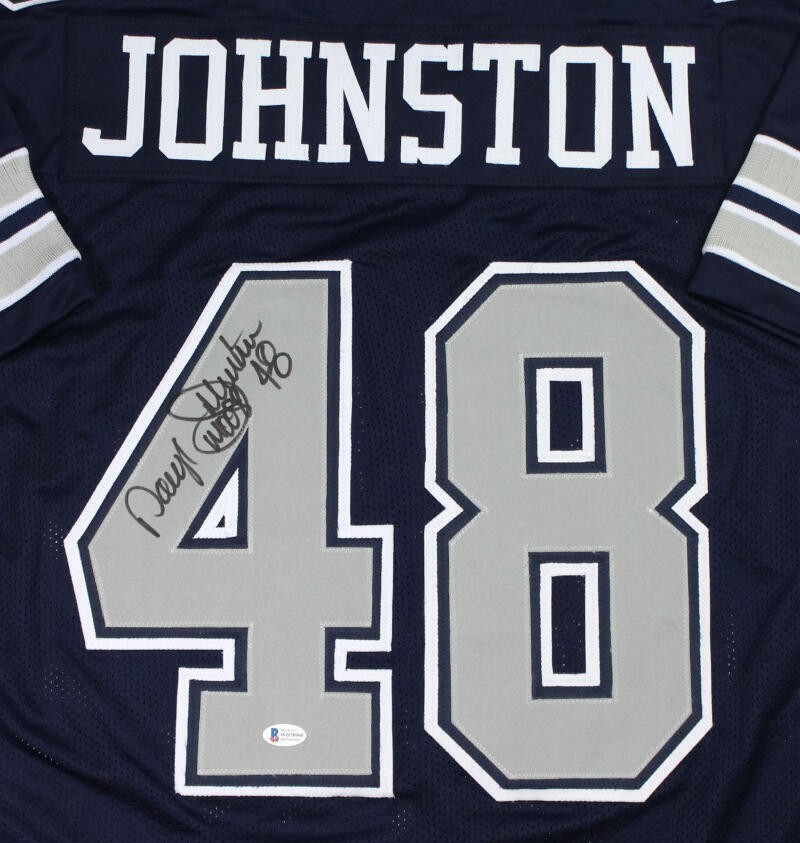 Daryl Johnston Autographed Blue and Grey Custom Jersey