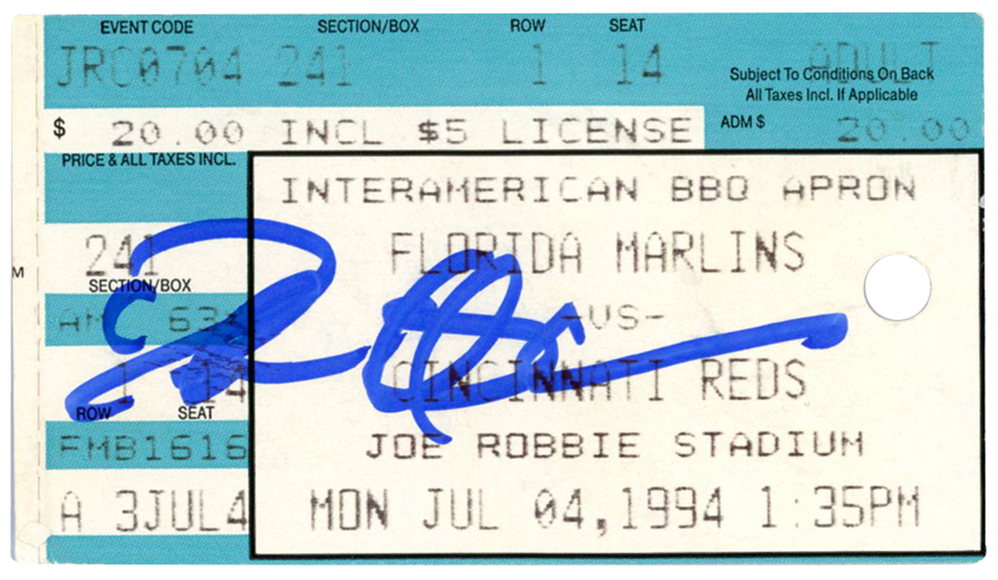 Deion Sanders Signed Cincinnati Reds 7/4/1994 vs Marlins Ticket BAS