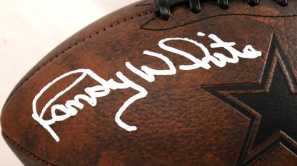 Randy White Signed Dallas Cowboys Distressed Logo Football HOF
