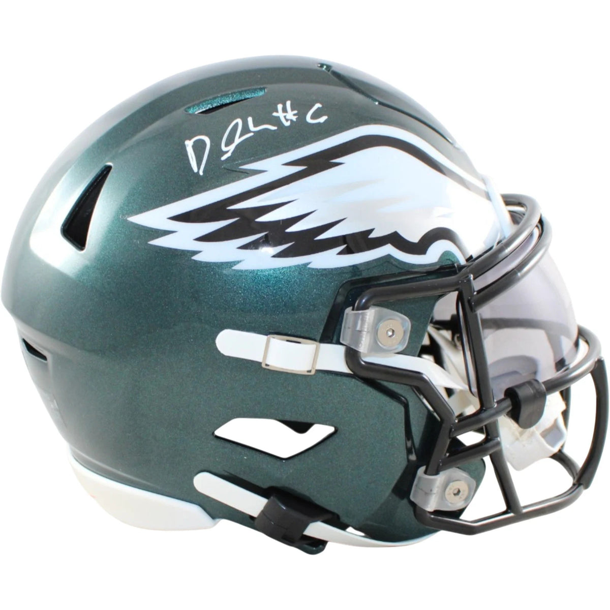 Devonta Smith Signed Philadelphia Eagles Mid-Size Helmet