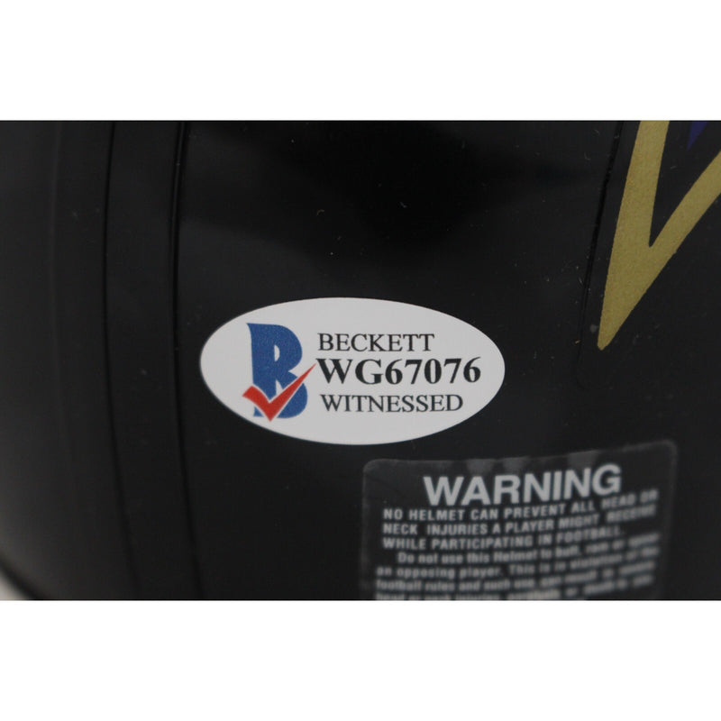 Ray Lewis Baltimore Ravens Autographed Mini Helmet with HOF Inscription