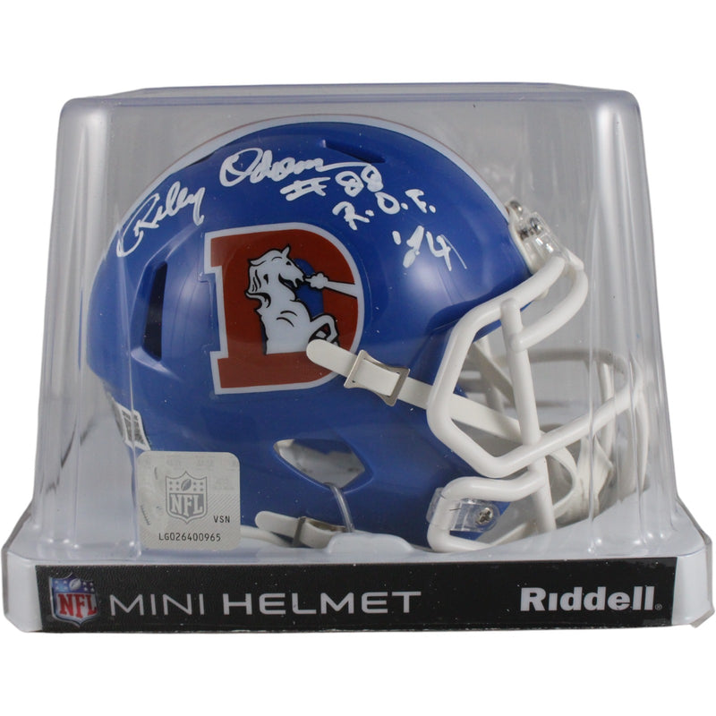 Riley Odoms Signed Denver Broncos Throwback Mini Helmet ROF 24