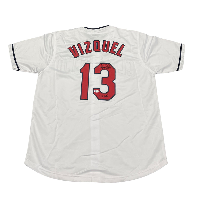 Omar Vizquel Signed Cleveland Custom Jersey (11x Gold Glove) - Beckett