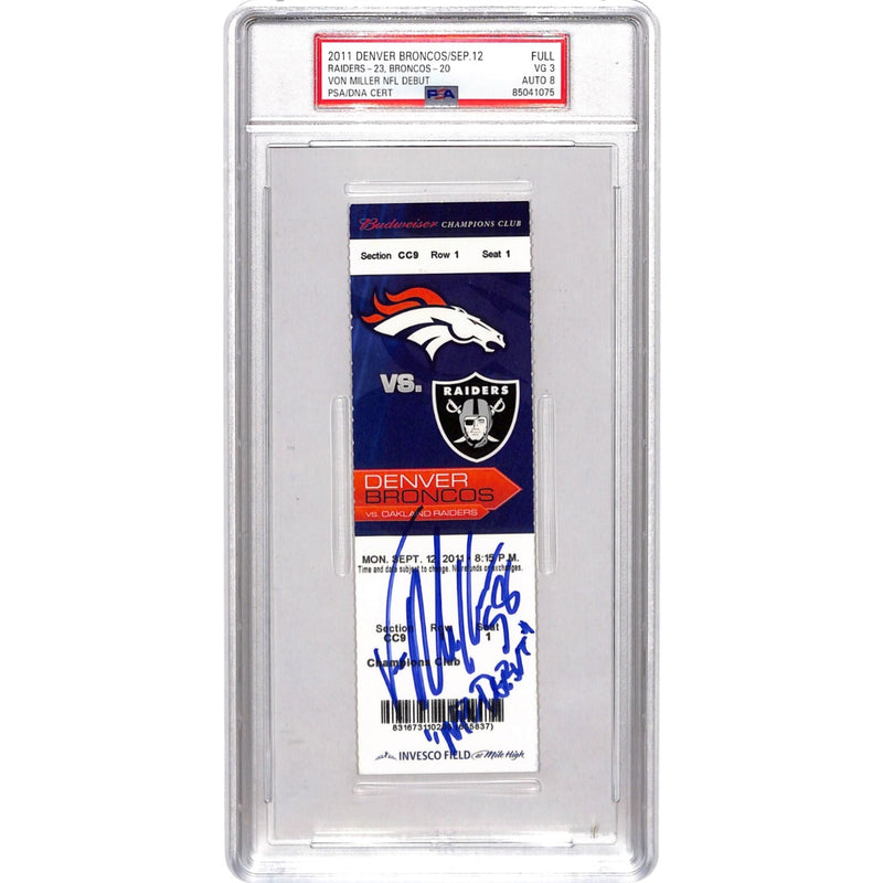 Von Miller Signed Denver Broncos NFL Debut Ticket Stub (PSA)