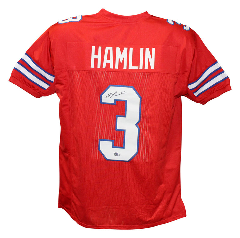 Damar Hamlin Autographed Buffalo Bills Style Red Custom Jersey (BAS)
