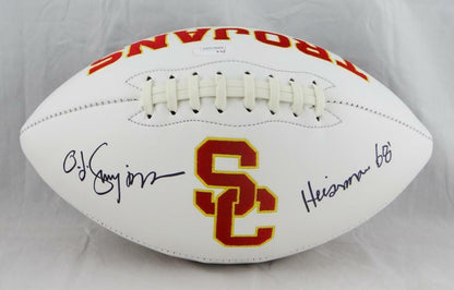 O.J. Simpson Signed USC Trojans Logo Football Inscribed Heisman 68