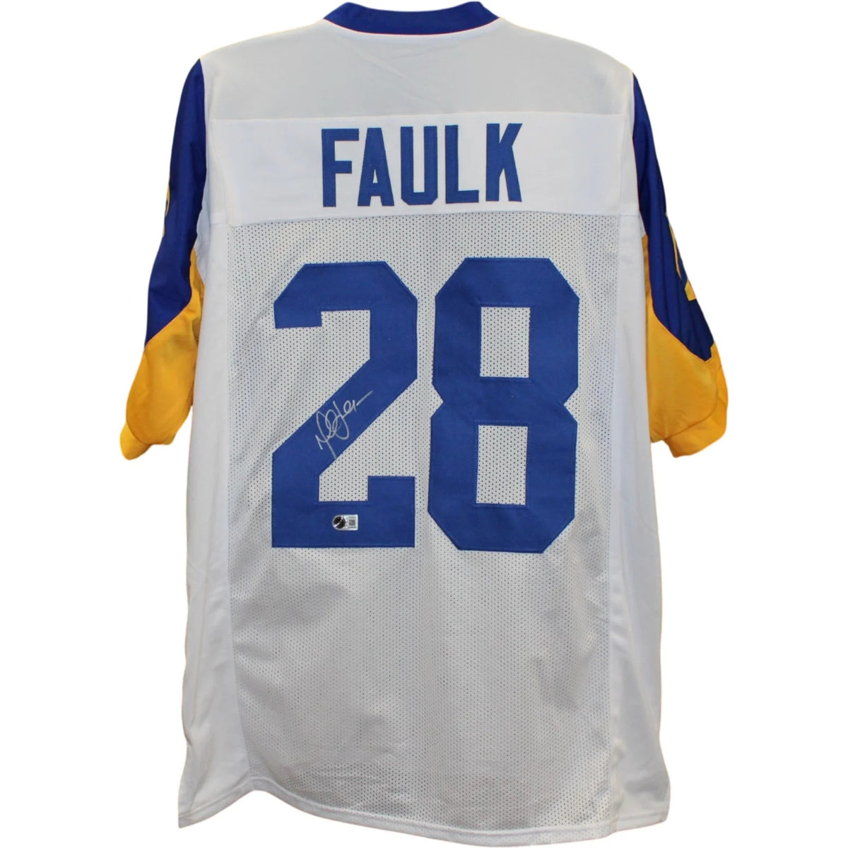 Marshall Faulk Autographed White Throwback Jersey