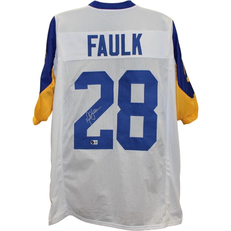 Marshall Faulk Autographed White Throwback Jersey