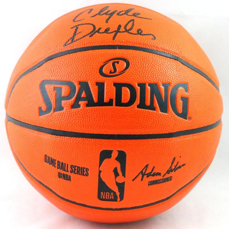 Clyde Drexler Autographed Spalding Black NBA Basketball