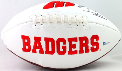 T.J. Watt Autographed Wisconsin Badgers Logo Football