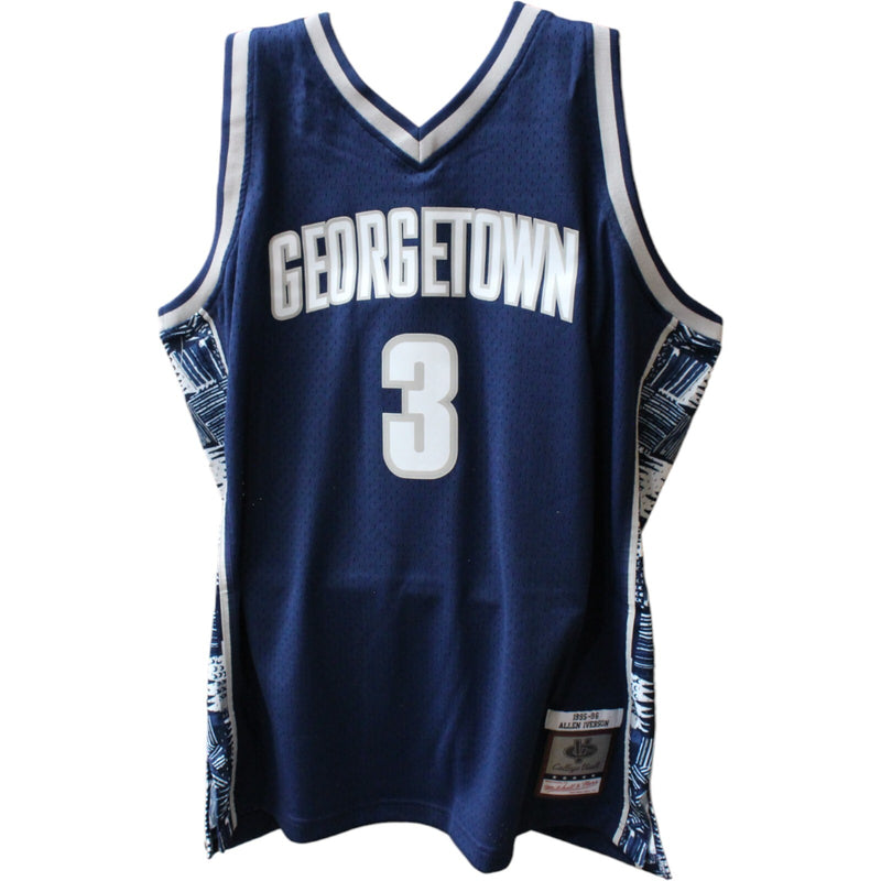 Allen Iverson Signed Georgetown Hoyas Mitchell & Ness Blue Jersey
