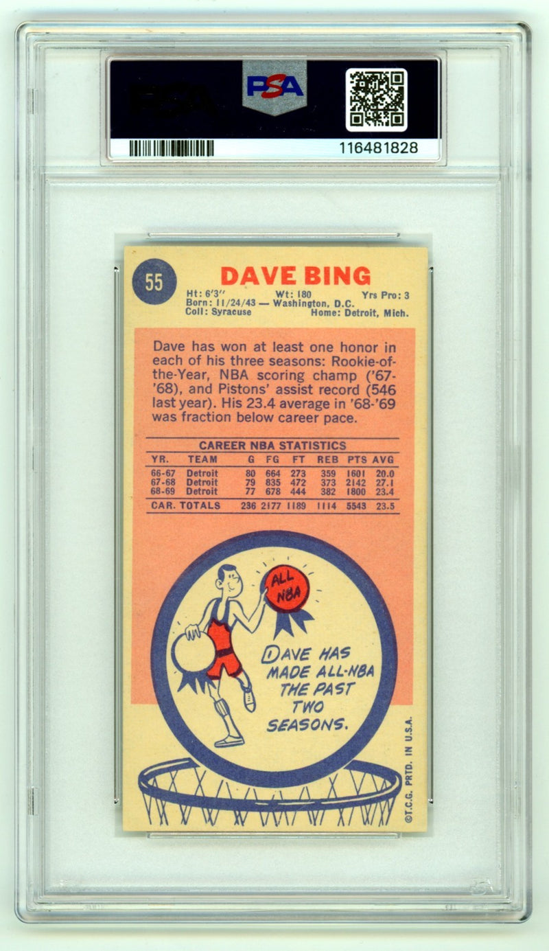 Dave Bing Signed 1969-70 Topps Rookie Card #55 PSA 10 Auto