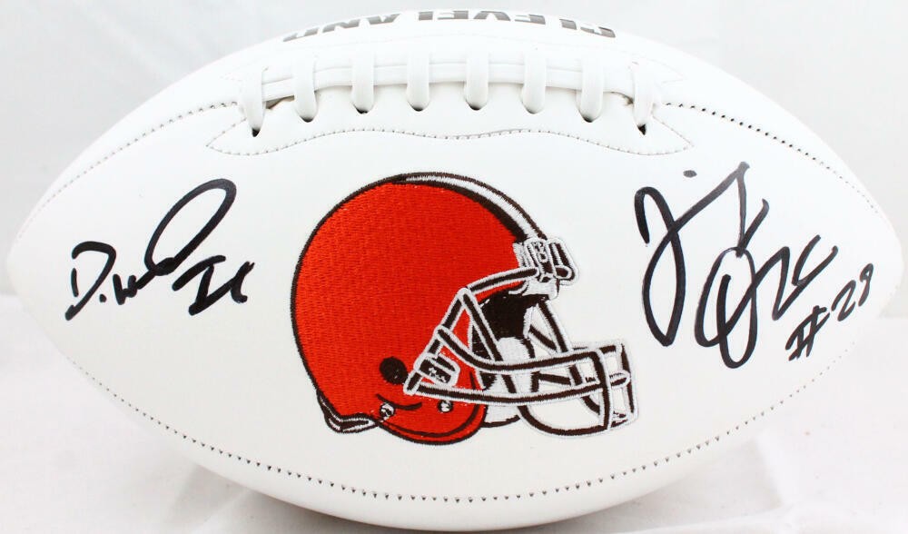 Jeremiah Owusu-Koramoah & Denzel Ward Signed Cleveland Browns Football