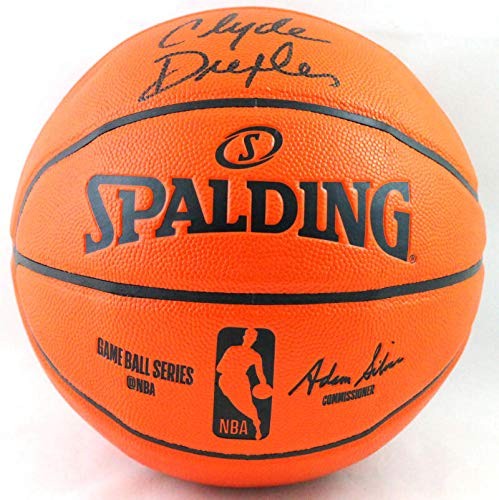 Clyde Drexler Autographed Spalding Black NBA Basketball