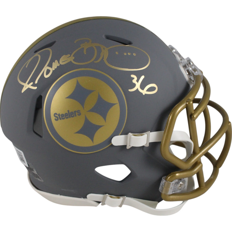 Jerome Bettis Signed Pittsburgh Steelers Slate Mini Helmet BAS
