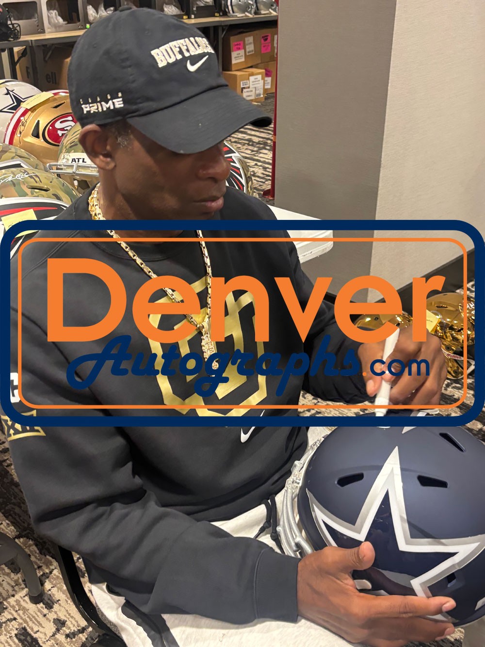 Deion Sanders Signed Dallas Cowboys Full Size AMP Replica Helmet