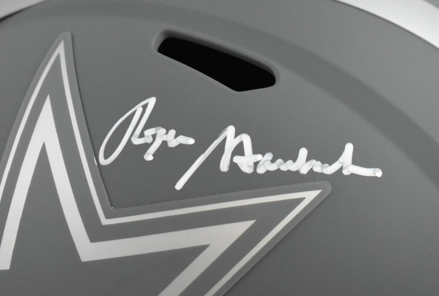 Roger Staubach Signed Dallas Cowboys Full Size Slate Speed Helmet