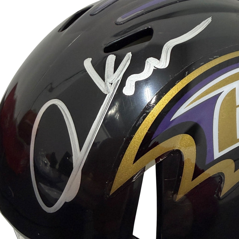 Derrick Mason Baltimore Ravens Signed Riddell Speed Mini Helmet JSA COA
