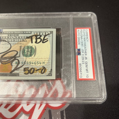 Floyd Mayweather Jr Signed $100 Bill US Currency 4 Inscriptions