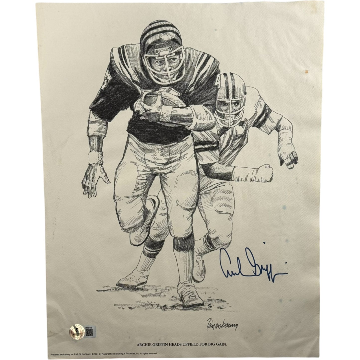 Archie Griffin Signed Cincinnati Bengals 11x14 Art Drawing