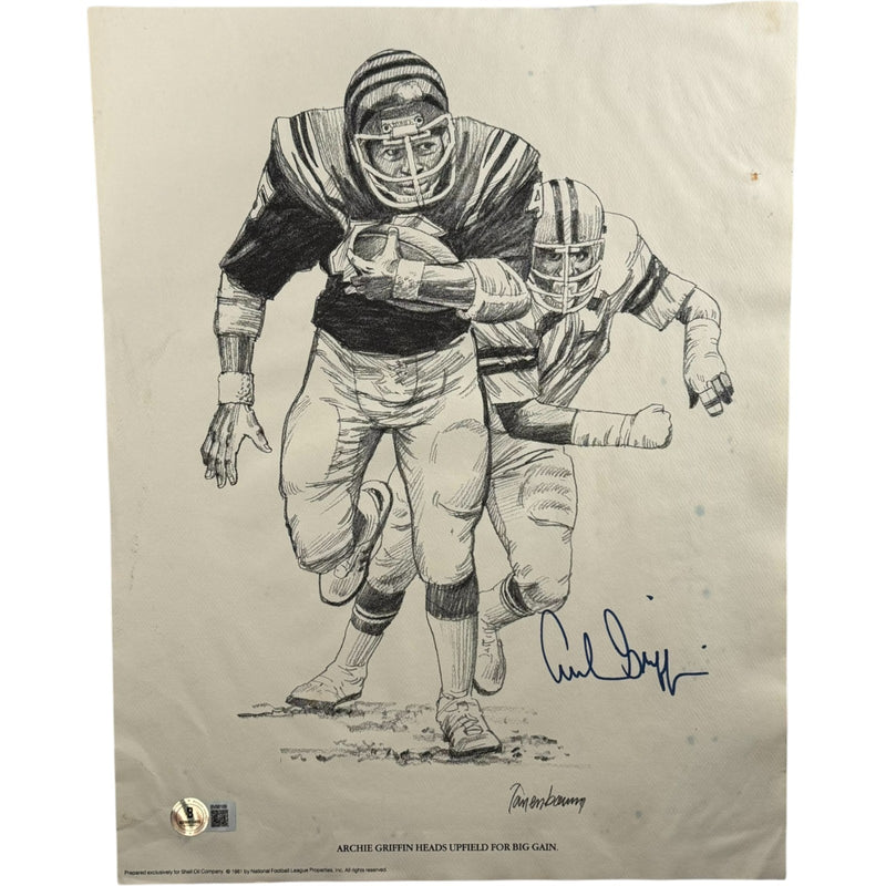 Archie Griffin Signed Cincinnati Bengals 11x14 Art Drawing