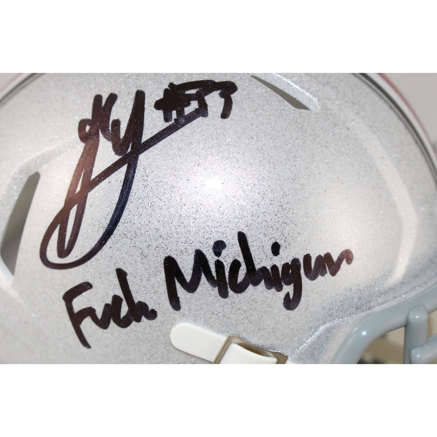 Jack Sawyer Signed Ohio State Buckeyes Mini Helmet (F Michigan Inscription)