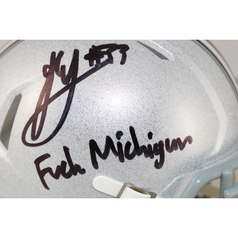 Jack Sawyer Signed Ohio State Buckeyes Mini Helmet (F Michigan Inscription)