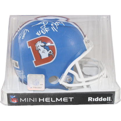Shannon Sharpe Autographed Denver Broncos Throwback VSR4 Mini Helmet HOF
