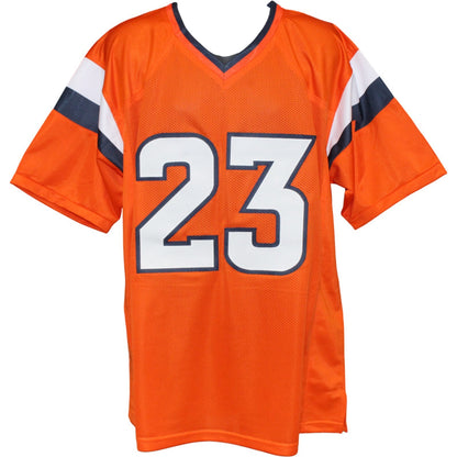 Jahdae Barron Autographed Custom Orange Jersey (Beckett Witnessed)