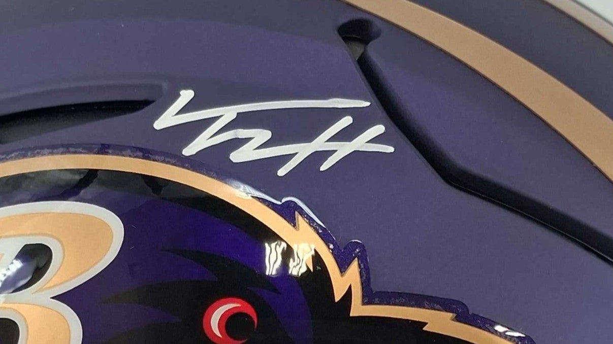 Trey Hendrickson Signed Baltimore Ravens Purple Alternate SpeedFlex Helmet