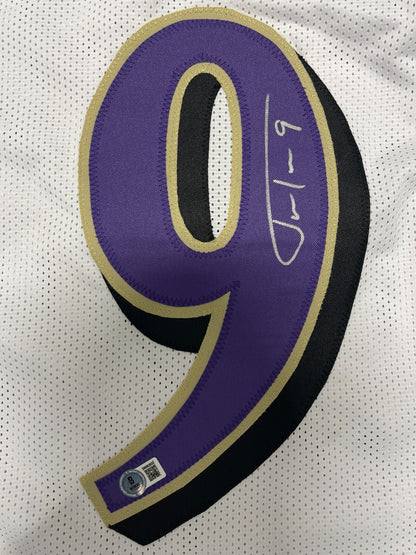 Justin Tucker Signed Baltimore Ravens Custom Football Jersey (Beckett BAS)